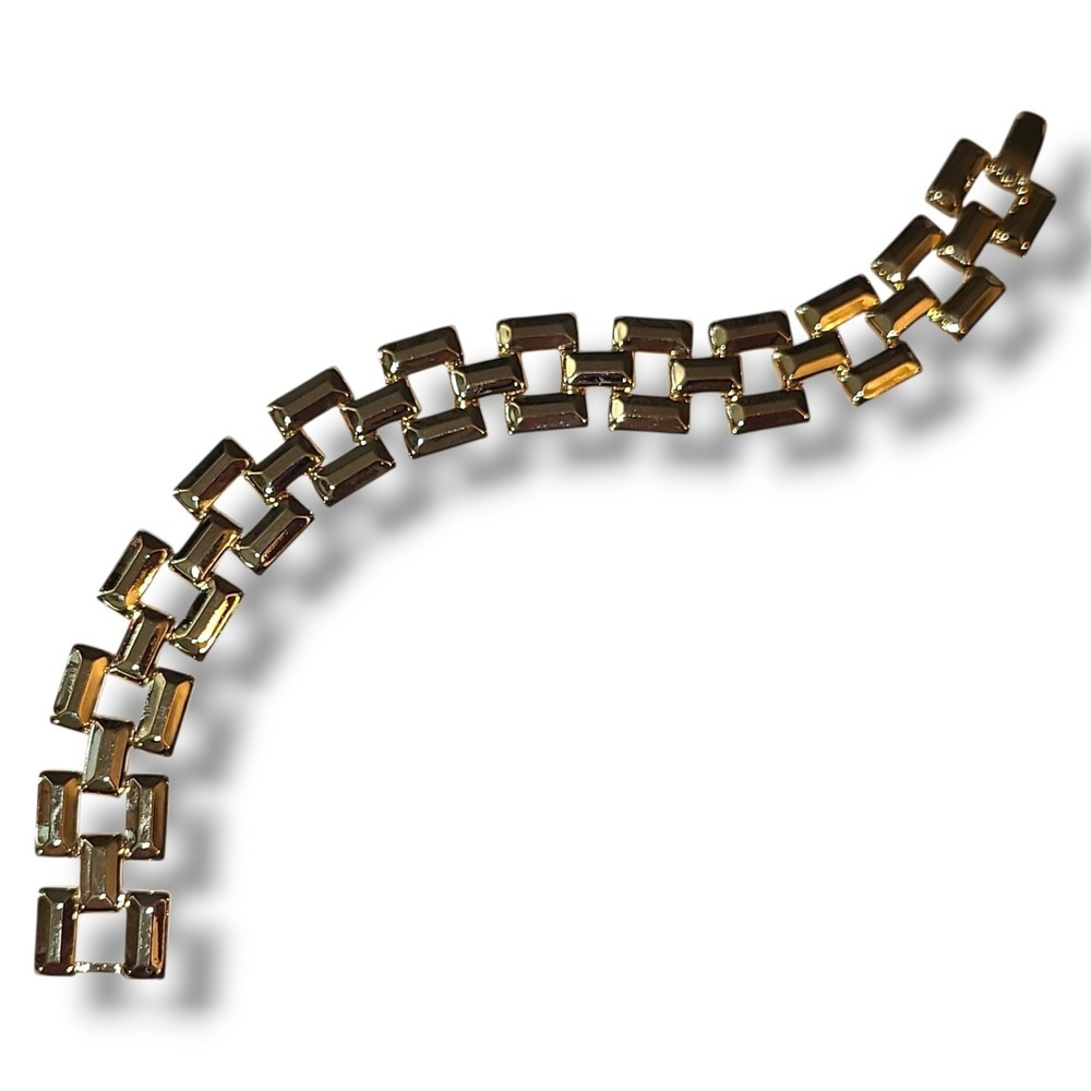 Vintage '80s‎ 90s Gold Tone Panther Link Bracelet 7"